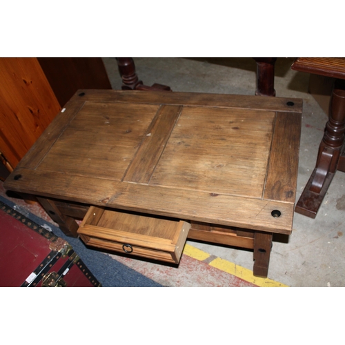 1880 - Single drawer Mexican pine coffee table 45 cm h. x 100 x 60