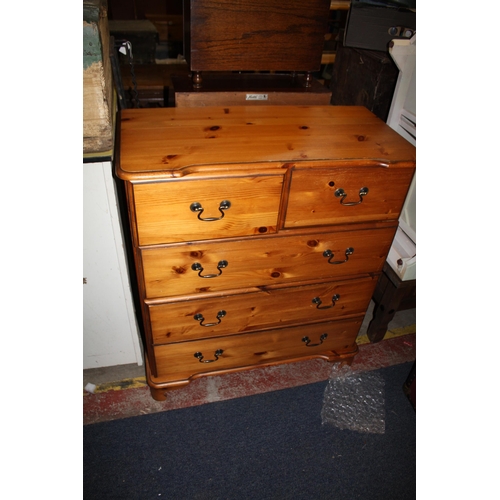 1882 - Pine 5 drawer chest 94 cm h. x 85 x 43