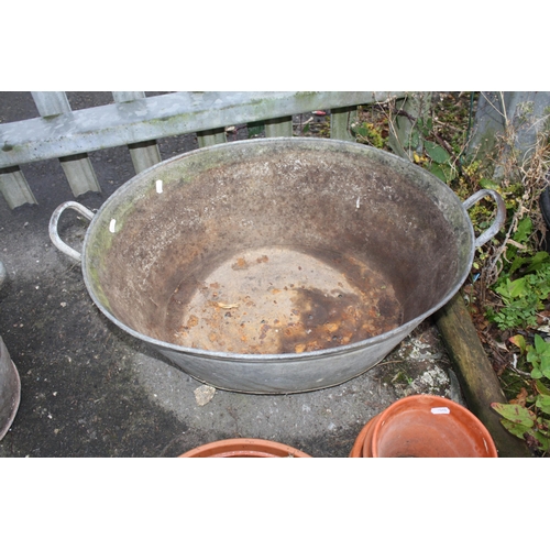 113 - Oval galvanised bath with drilled holes