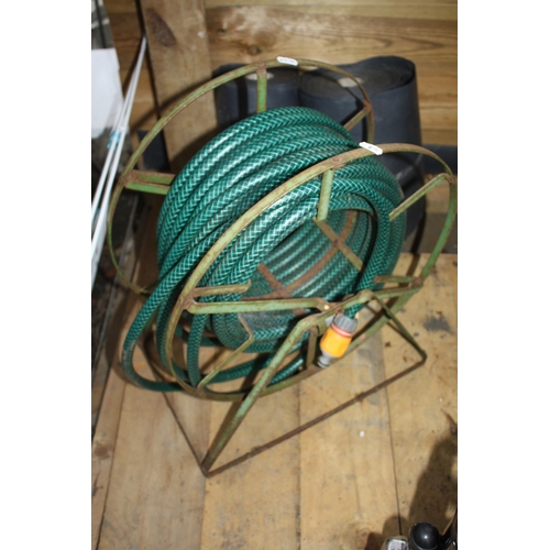 80 - Vintage hose reel & hose- unchecked