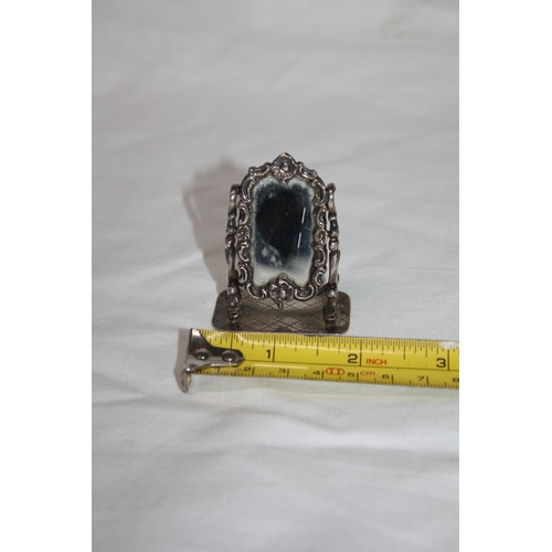 1125 - Miniature silver London 1891 dolls house cheval mirror 2 1/4