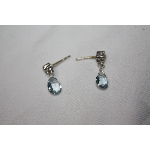 1182 - Aquamarine style diamond drop earrings