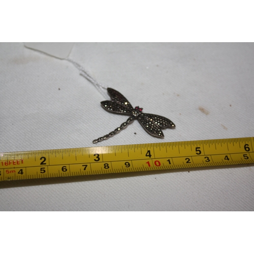 1316 - Silver marcasite dragonfly brooch