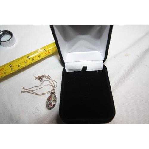 1382 - Boxed Italian silver stone set pendant & chain