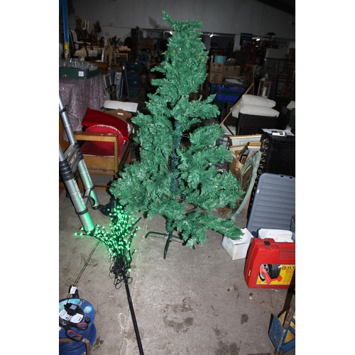 1929 - 5' artificial Christmas tree & green light up flower- no base