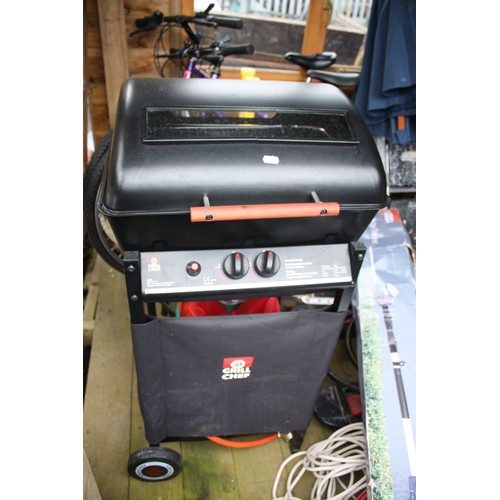 101 - Unused Landmann Grill Chef gas barbecue with patio gas bottle indicating full & instructions