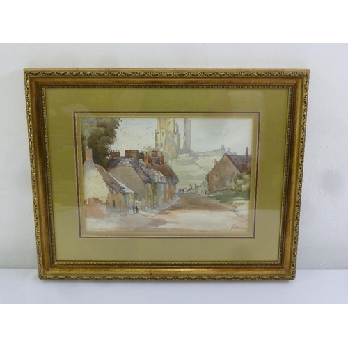 45 - Arthur C. Hambley watercolour of Corfe Castle Dorset, signed bottom left, 25.5 x 36cm