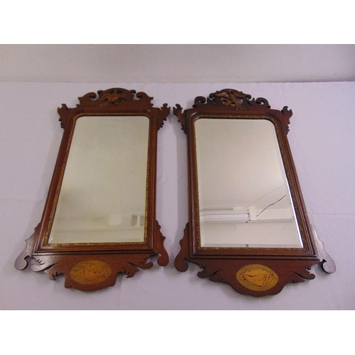 39 - A pair of Edwardian rectangular wooden framed mirrors in late 18th century style