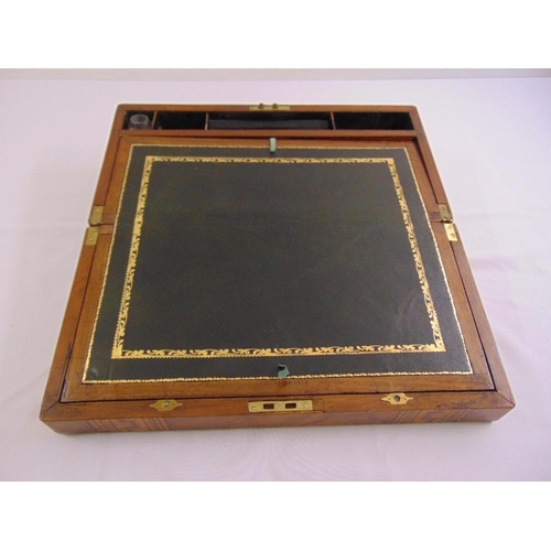 233 - An Edwardian rectangular mahogany writing slope, the hinged cover and sides decorated with satinwood... 