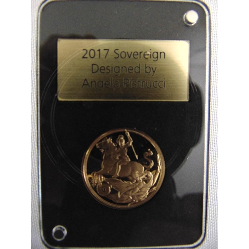 503 - 2017 QEII gold Sovereign designed by Angela Pistrucci in plastic case