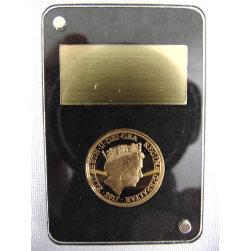 503 - 2017 QEII gold Sovereign designed by Angela Pistrucci in plastic case