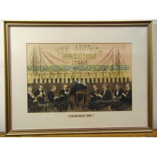 57 - Tom Merry two framed and glazed political polychromatic cartoons, The Comic Campaign 29.5 x 46.5cm a... 