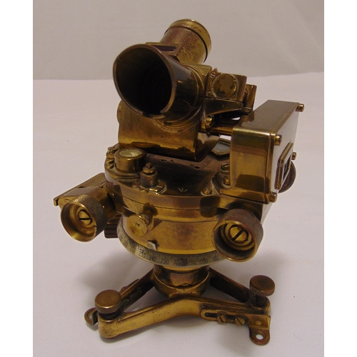 185 - A brass theodolite of customary form stamped No7 B.MK 2A/1 O.S 1871 G.A., 18cm (h)