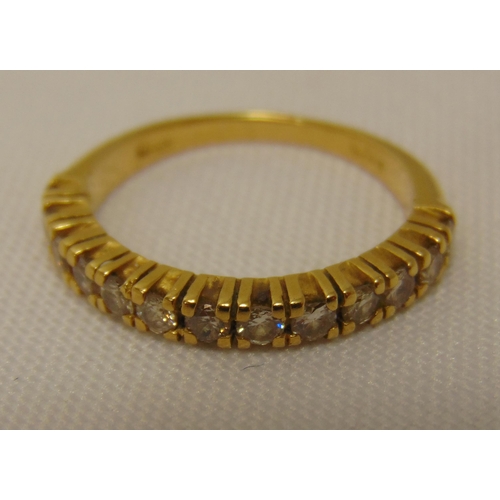 296 - 18ct yellow gold half eternity diamond ring, approx total weight 3.2g