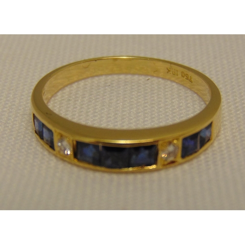 301 - 18ct yellow gold sapphire and diamond ring, approx total weight 2.6g