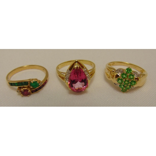 307 - Three 14ct yellow gold rings, approx total weight 7.9g