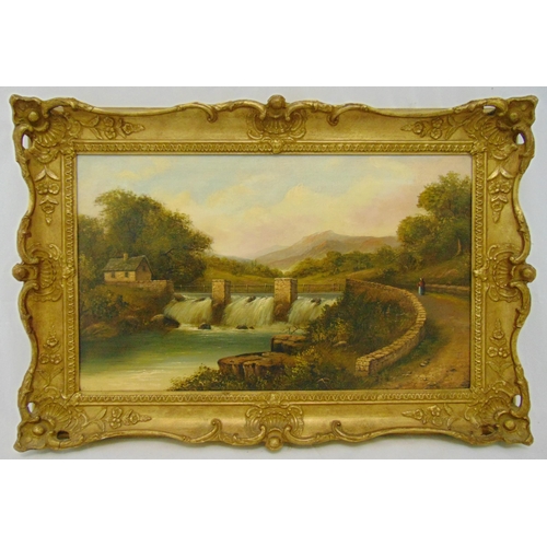 53 - Albert Gilbert framed oil on canvas titled On The Llugwy North Wales, signed bottom left, details to... 