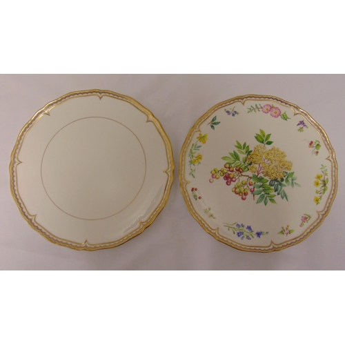 86 - Two Royal Worcester decorative plates with gilded borders, one decorated with floral sprays, 33cm (d... 