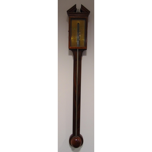 310 - A Fox Ely 19th century mahogany cased mercury stick barometer with brass dial, 95cm (h)