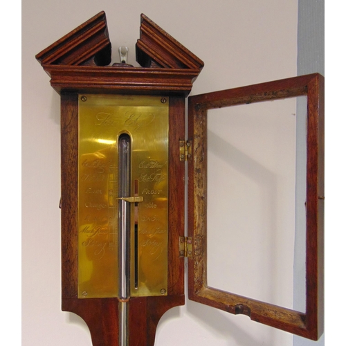 310 - A Fox Ely 19th century mahogany cased mercury stick barometer with brass dial, 95cm (h)