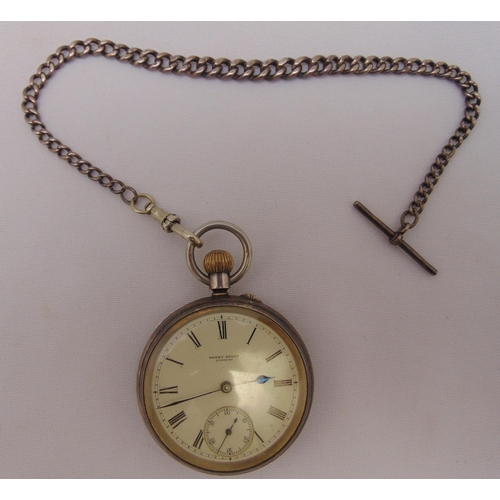321 - Henry Sharp of London hallmarked silver open face pocket watch, white enamel dial, Roman numerals an... 