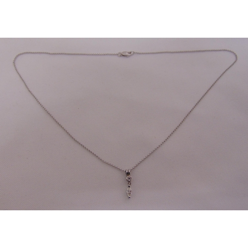 344 - 18ct white gold and diamond pendant on a 14ct white gold chain, approx total weight 2.4g
