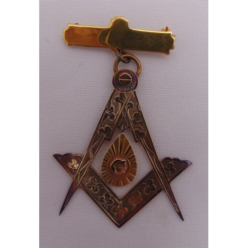 347 - 15ct gold Masonic jewel, approx total weight 14.5g