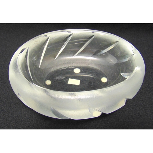 166 - Lalique frosted glass oval bowl, signed to the base, 7 x 17 x13cm