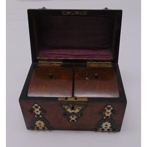 226 - A Victorian burr walnut tea caddy of casket form with domed hinged cover, 16 x 22.5 x 13.5cm