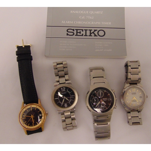 291 - Four gentlemens wristwatches to include Citizen, Seiko and Ortin