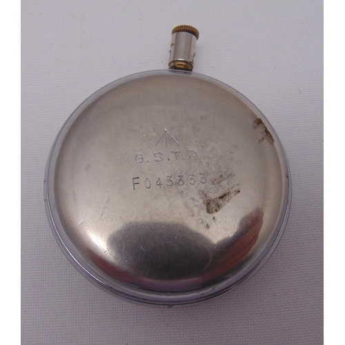 292 - A WWII Omega pocket watch stamped for military to reverse, A/F