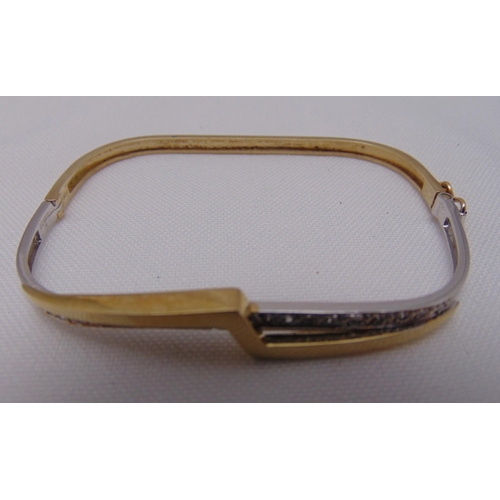 306 - 9ct gold and diamond bangle, approx total weight 9.0g