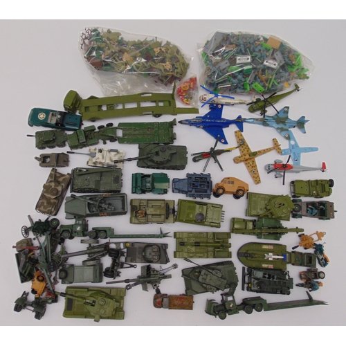 444 - A quantity of playworn diecast military vehicles to include Dinky and Corgi