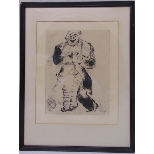 57 - Marc Chagall framed and glazed engraving of a figure, signed bottom right, 27.5 x 21cm