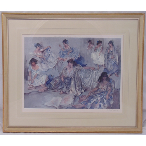 60 - Russell Flint framed and glazed polychromatic lithographic print of ladies, signed and blind stamped... 