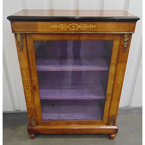 7 - A Victorian rectangular mahogany glazed display case with satinwood inlays and hinged glazed door on... 