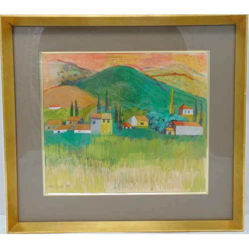 74 - Ann Lewis framed and glazed watercolour of a landscape, signed bottom left, 31 x 37cm