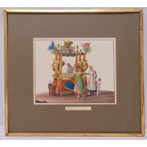 76 - An Italian framed 19th century watercolour titled Arquajolo in Napoli, 20 x 24.5cm