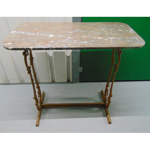 14 - A rectangular marble top consol table with gilded metal base, 86 x 92 x 45.5cm