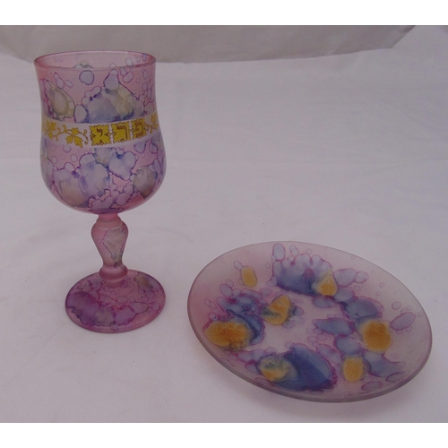 157 - Murano glass Kiddush cup and stand, cup 16cm (h)