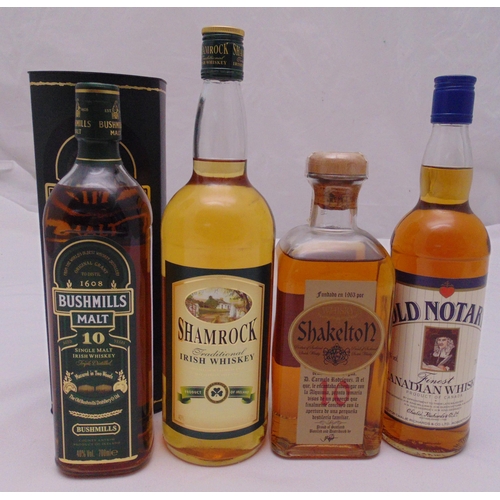 459 - A quantity of Irish and Canadian whisky to include Bushmills single malt 70cl, Shamrock 1 litre, Sha... 