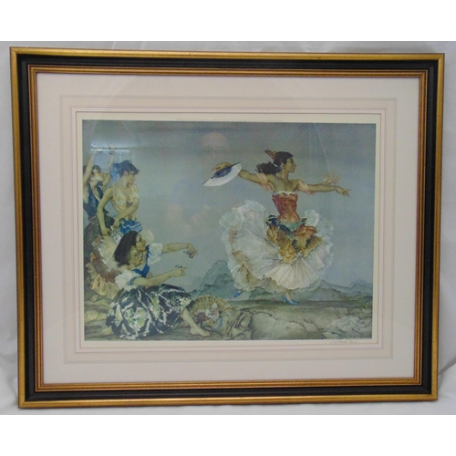 46 - William Russell Flint framed and glazed polychromatic lithographic print of flamenco dancers, signed... 