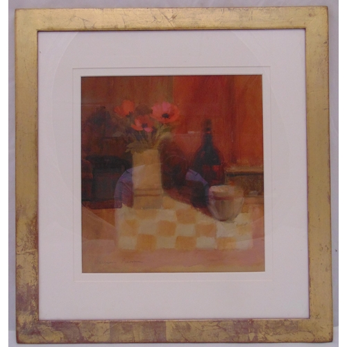 51 - Salliann Putman framed and glazed watercolour titled Still Life in The Pink Room, signed bottom left... 