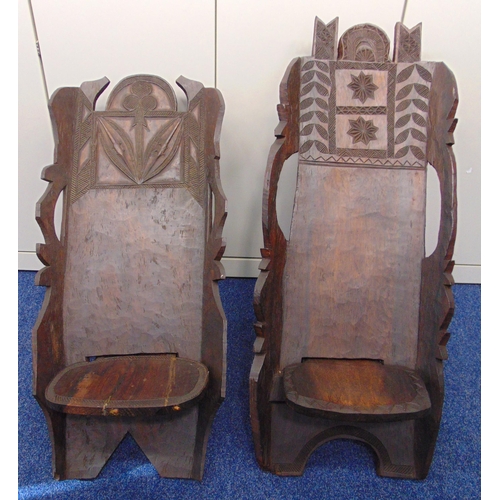 18 - Two hardwood carved birthing chairs from the Belgian Congo circa 1950