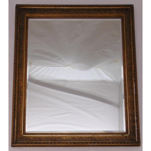 22 - A rectangular gilded frame bevelled edge wall mirror, 75.5 x 64cm