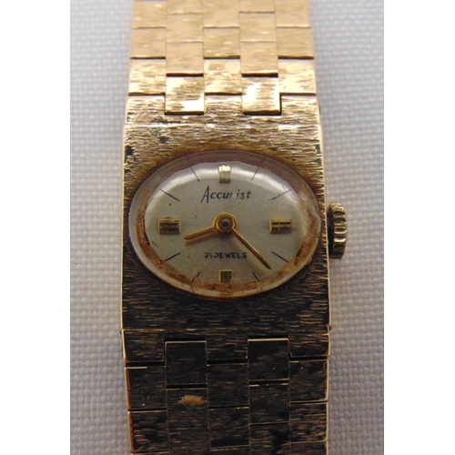 279 - Accurist 9ct gold ladies wristwatch, approx total weight 40.5g