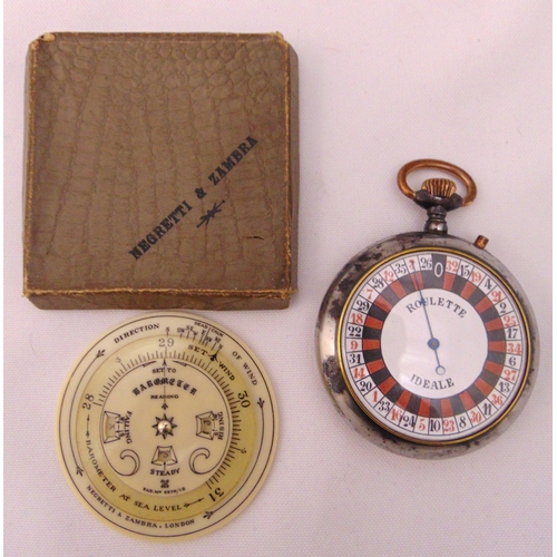 An antique Negretti and Zambra pocket weather meteorology forecaster ...