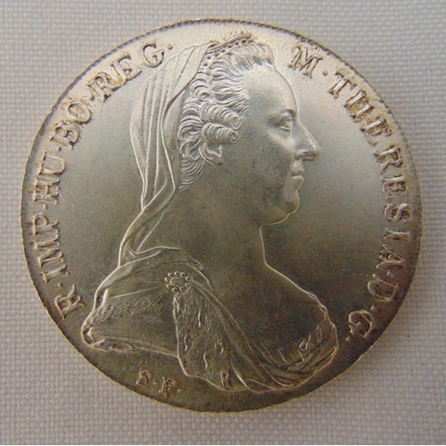 202 - 1780 Maria Theresa silver Thaler of Austria, .833 silver Re-Strike coin in fitted case