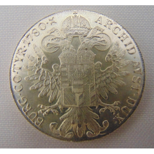 202 - 1780 Maria Theresa silver Thaler of Austria, .833 silver Re-Strike coin in fitted case