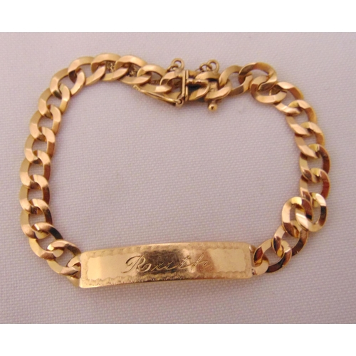 340 - A gold identity bracelet tested 18ct, approx total weight 14.6g